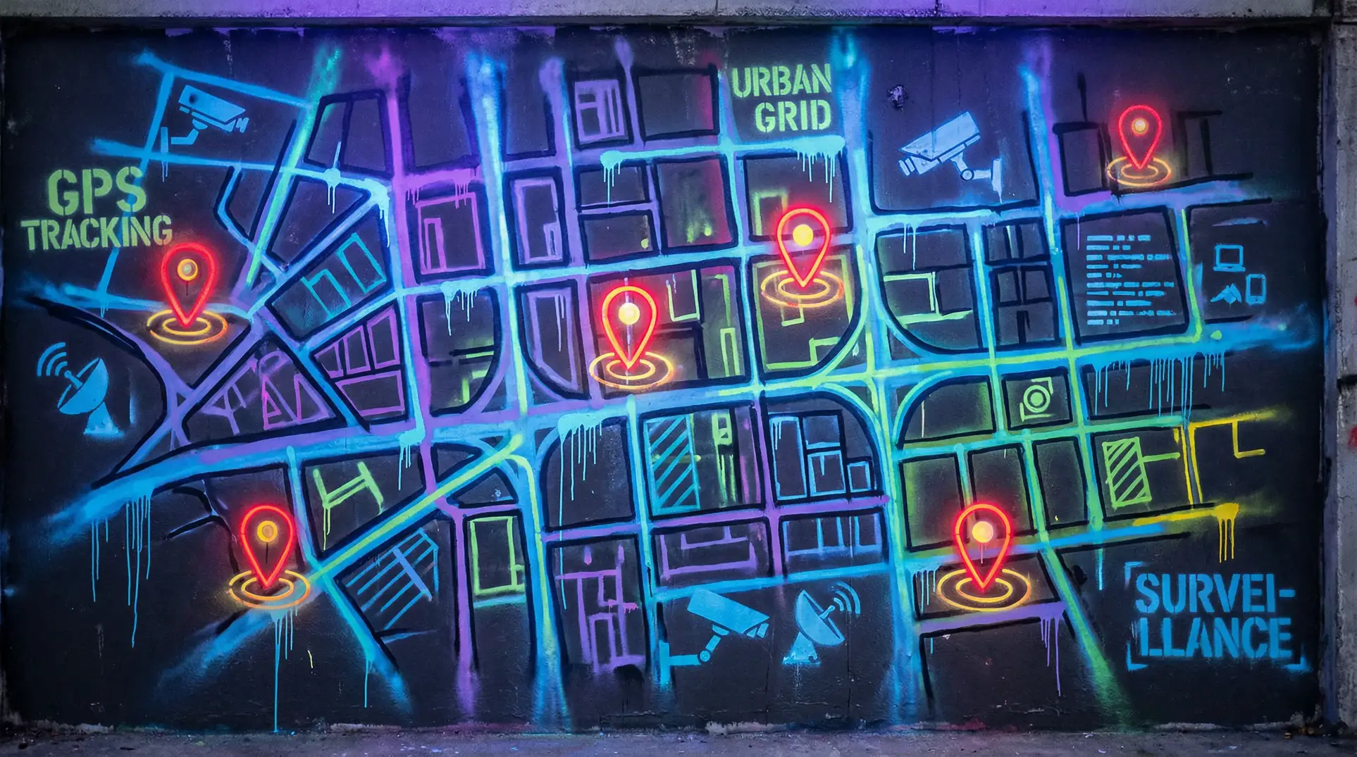 地铁蓝衣ed2k 狗仔追踪地图 - 城市涂鸦风格